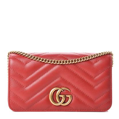 Gucci Calfskin Matelasse GG Marmont Mini Bag Hibiscus Red 1 of 11