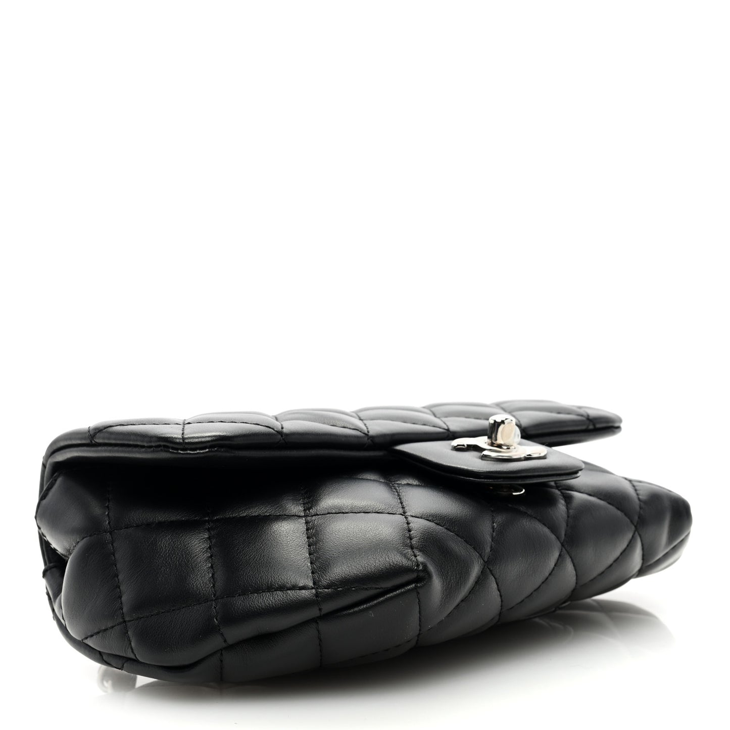 Calfskin Quilted CC Uniform Flap Belt Bag Black