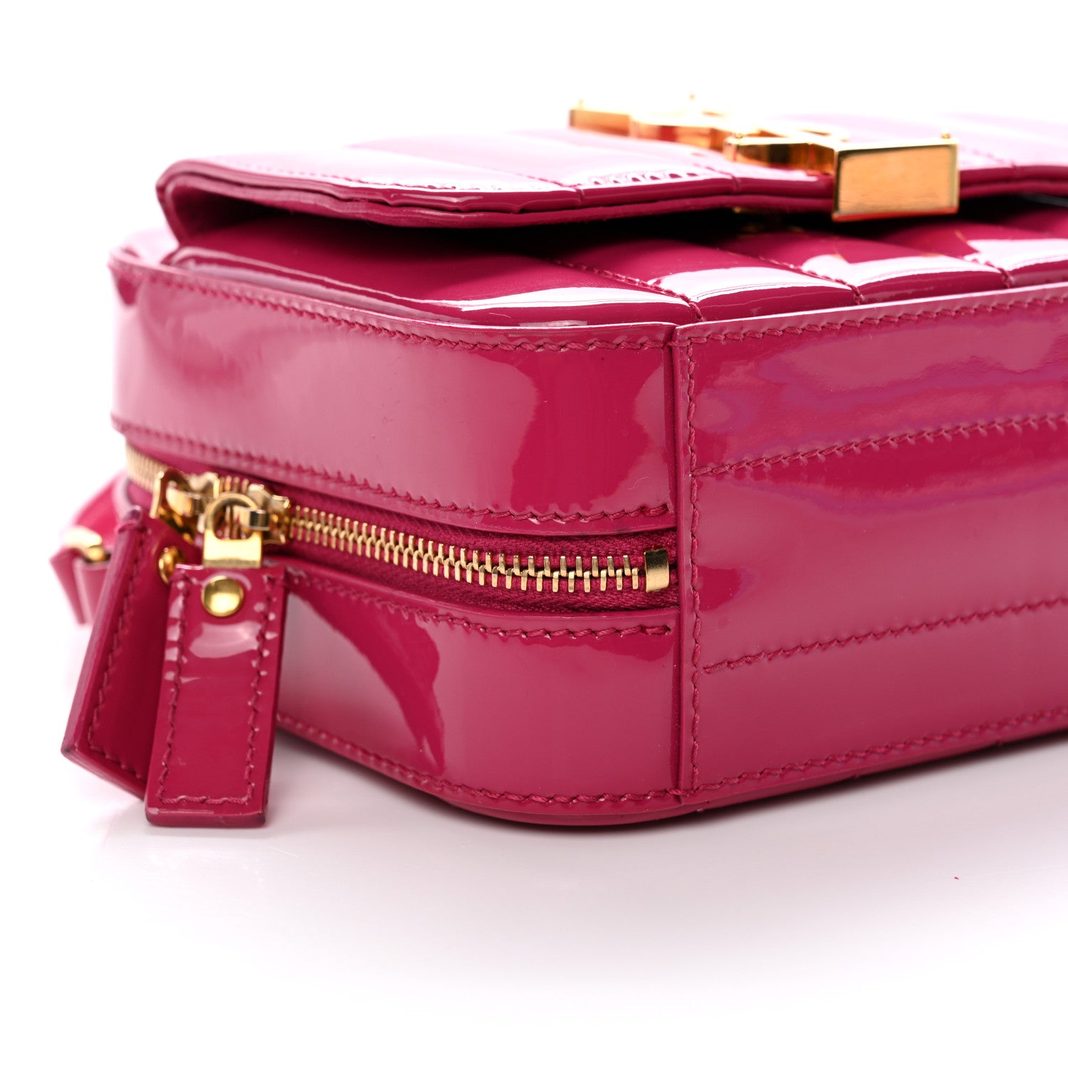 Saint Laurent Patent Matelasse Monogram Toy Vicky Camera Bag Freesia 9 of 15