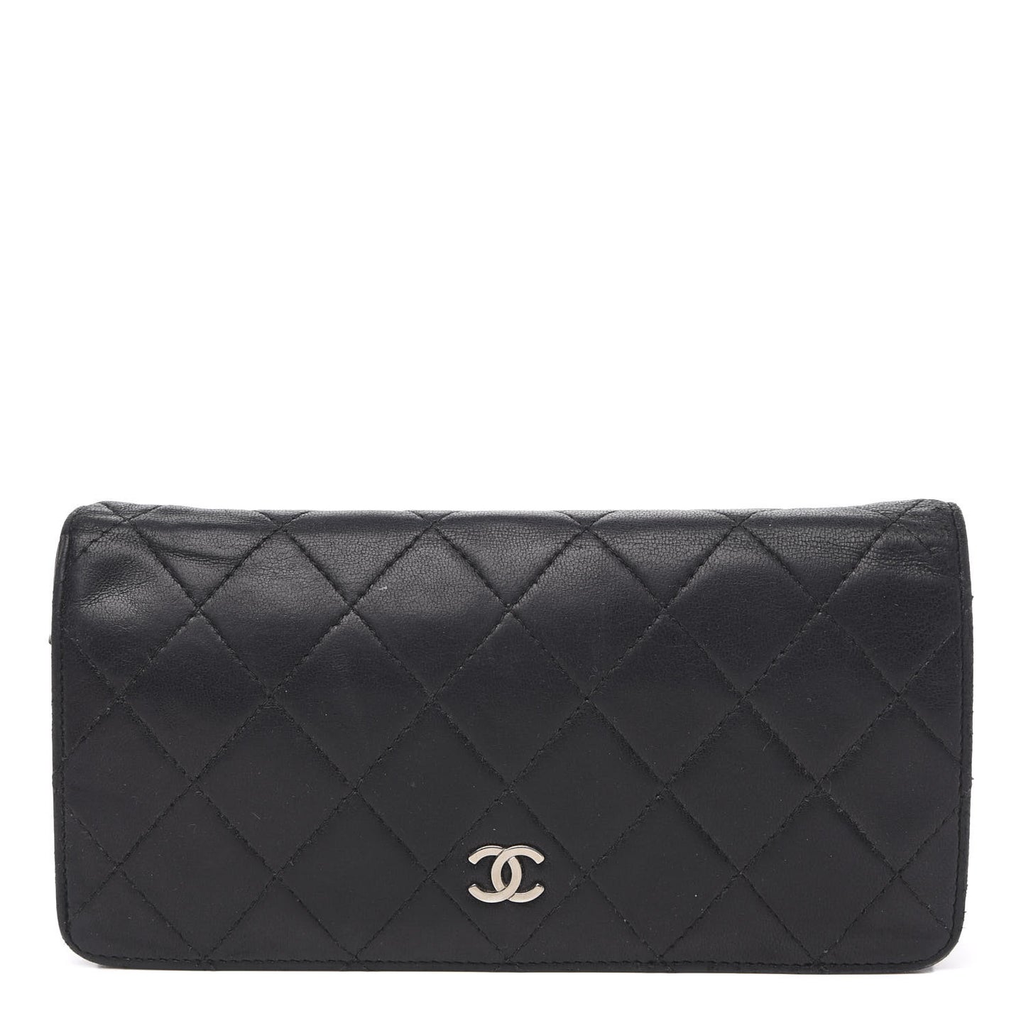 Lambskin Quilted Yen Wallet Black