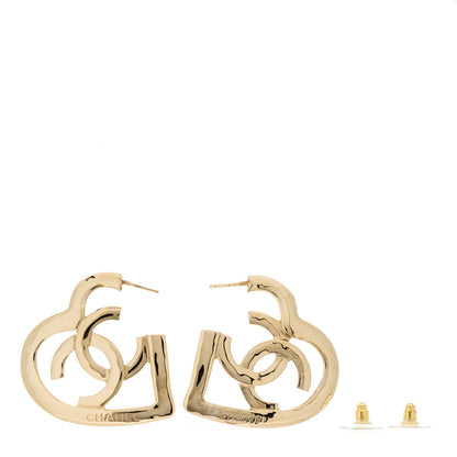 Chanel Metal CC Heart Coco In Love Hoop Earrings Gold 3 of 4