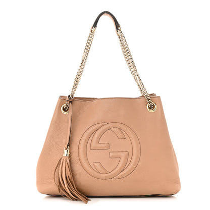 Gucci Pebbled Calfskin Medium Soho Chain Shoulder Bag Camelia 1 of 14