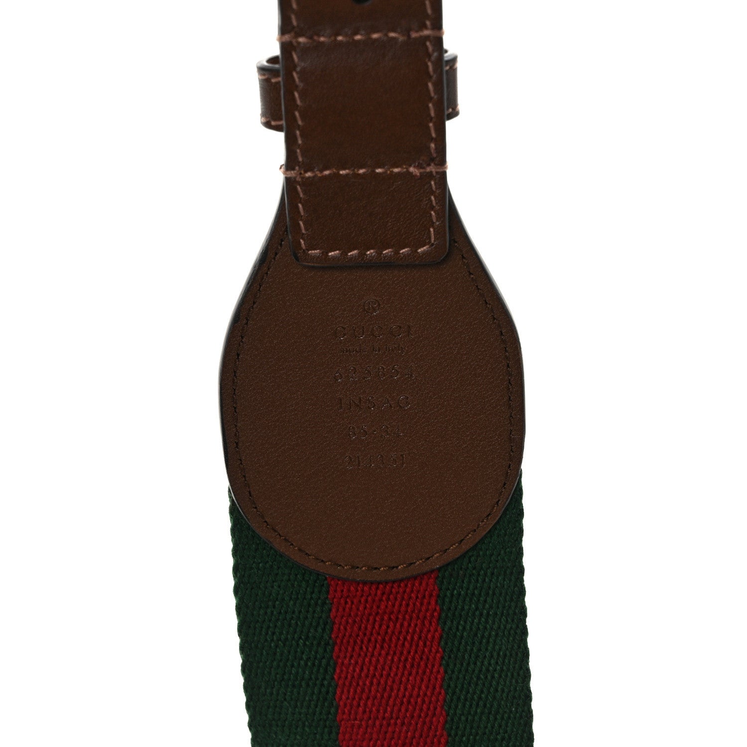Gucci Efesto Calfskin Web Horsebit 50/25mm Belt 85 34 Green Red Brown Sugar 3 of 5