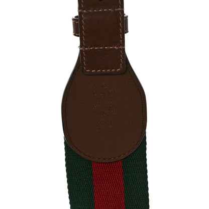 Gucci Efesto Calfskin Web Horsebit 50/25mm Belt 85 34 Green Red Brown Sugar 3 of 5