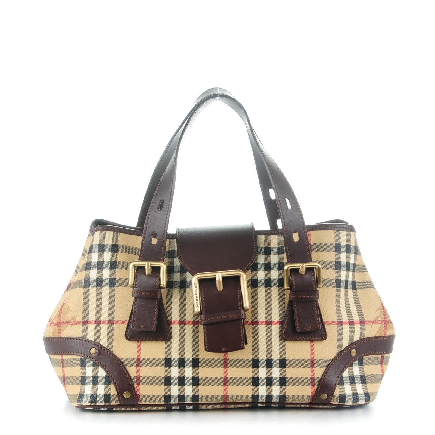 Haymarket Check Studded Satchel Chocolate