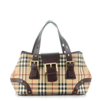 Burberry Haymarket Check Studded Satchel Chocolate 1 of 7