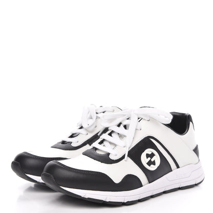 Gucci Calfskin Womens Interlocking G Sneakers 37.5 Black White 3 of 8