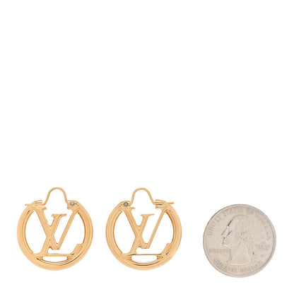 Louis Vuitton Metal Small Louise Hoop Earrings Gold 2 of 5