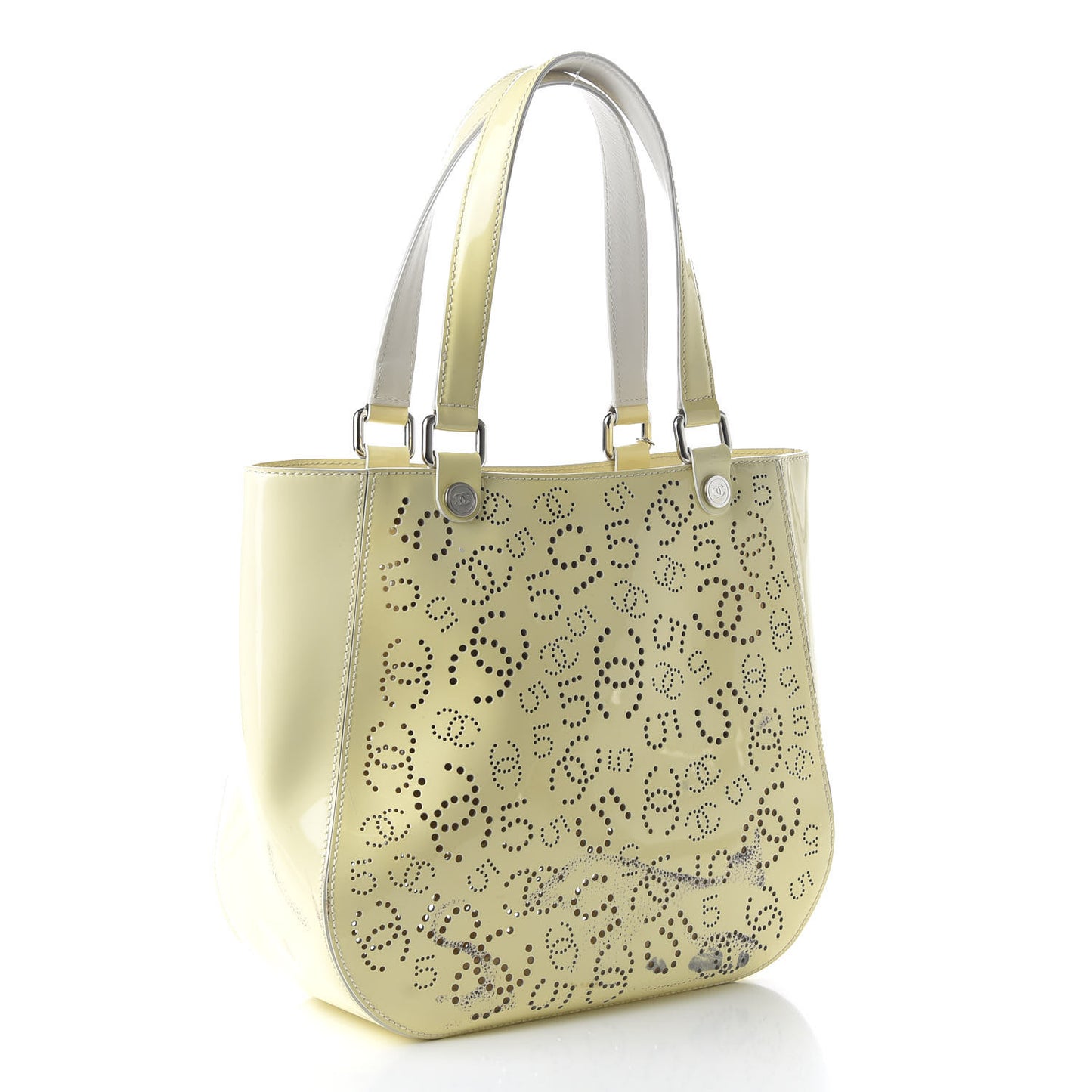 Patent Perforated CC No 5 Tote Yellow