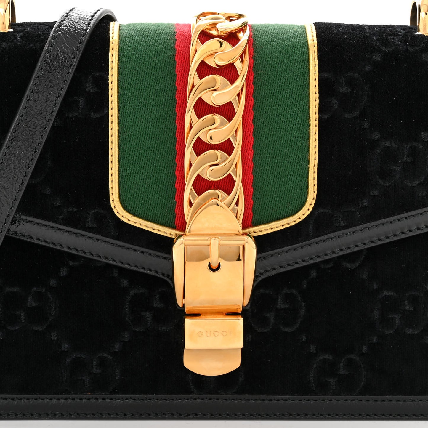 Velvet GG Monogram Small Sylvie Shoulder Bag Black