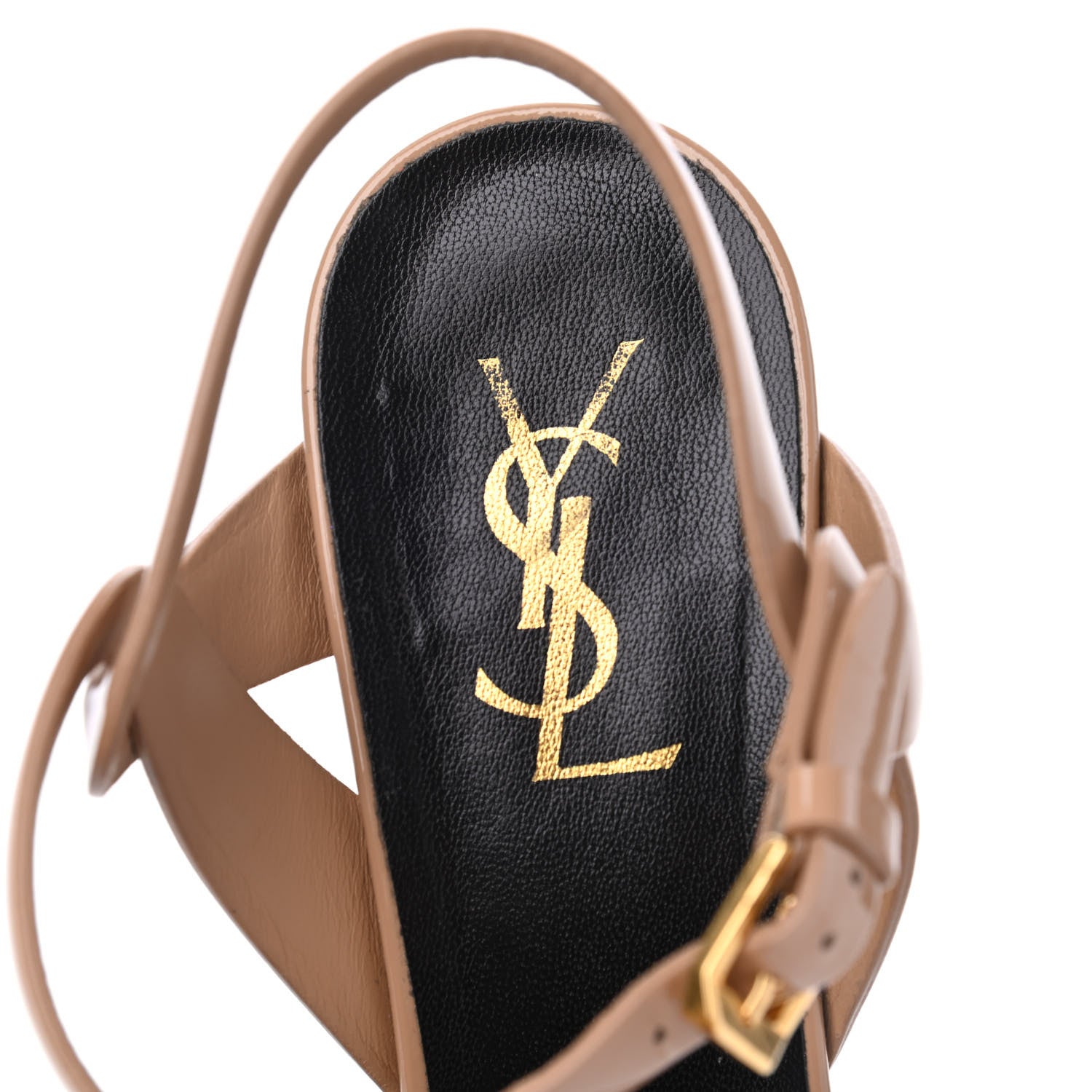 Saint Laurent Patent Tribute 75 Platform Sandals 40.5 Dark Nude 6 of 21