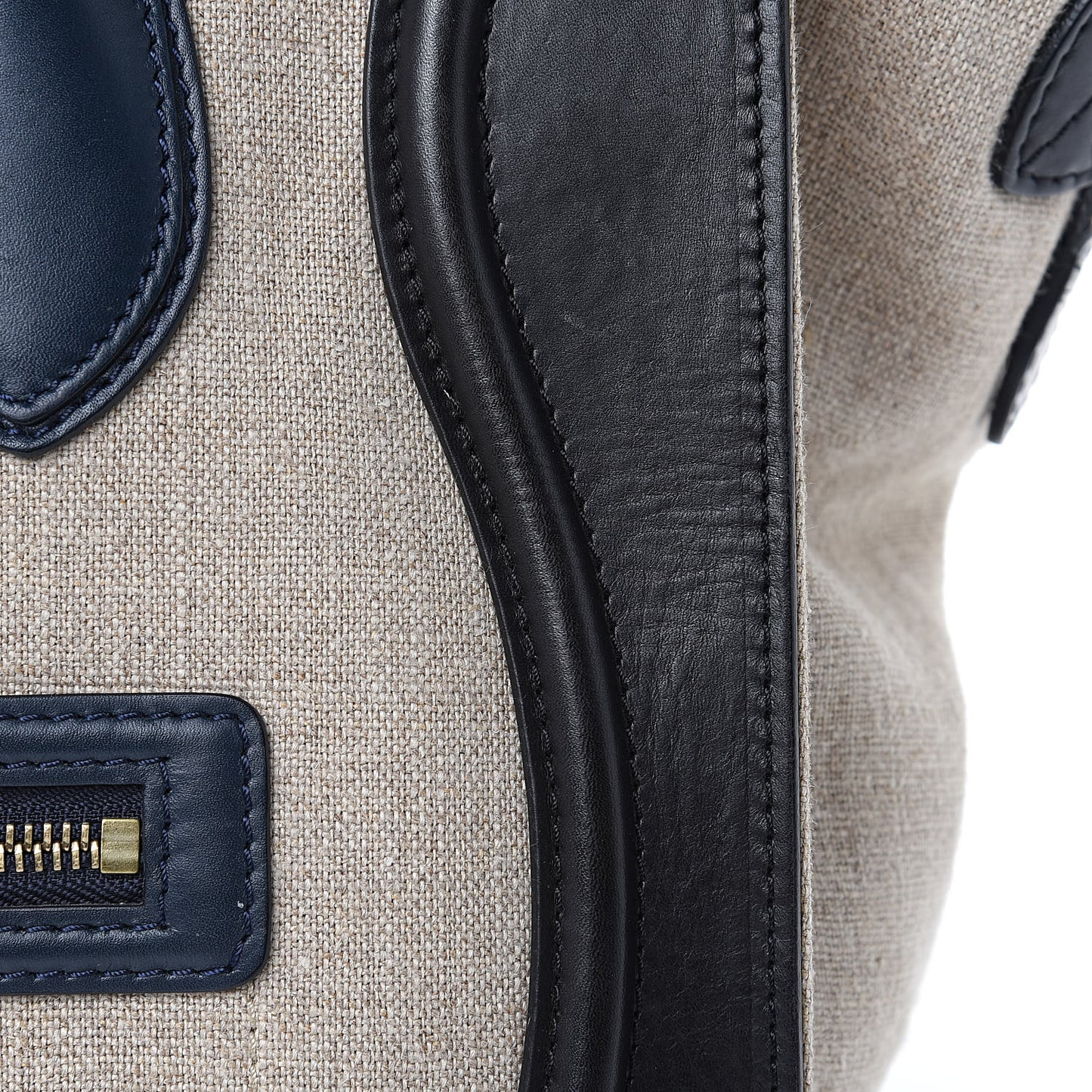 Linen Smooth Calfskin Mini Bi-Color Luggage Natural Black