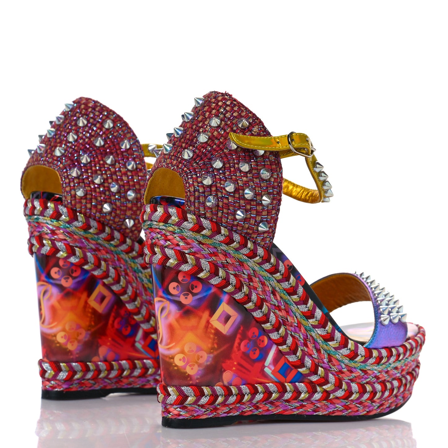 Nappa Lame Madmonica 120 Wedge Sandals 37 Lin Yellow Multicolor