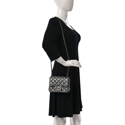 Chanel Metallic Lambskin Quilted Mini Square Flap Dark Silver 2 of 9