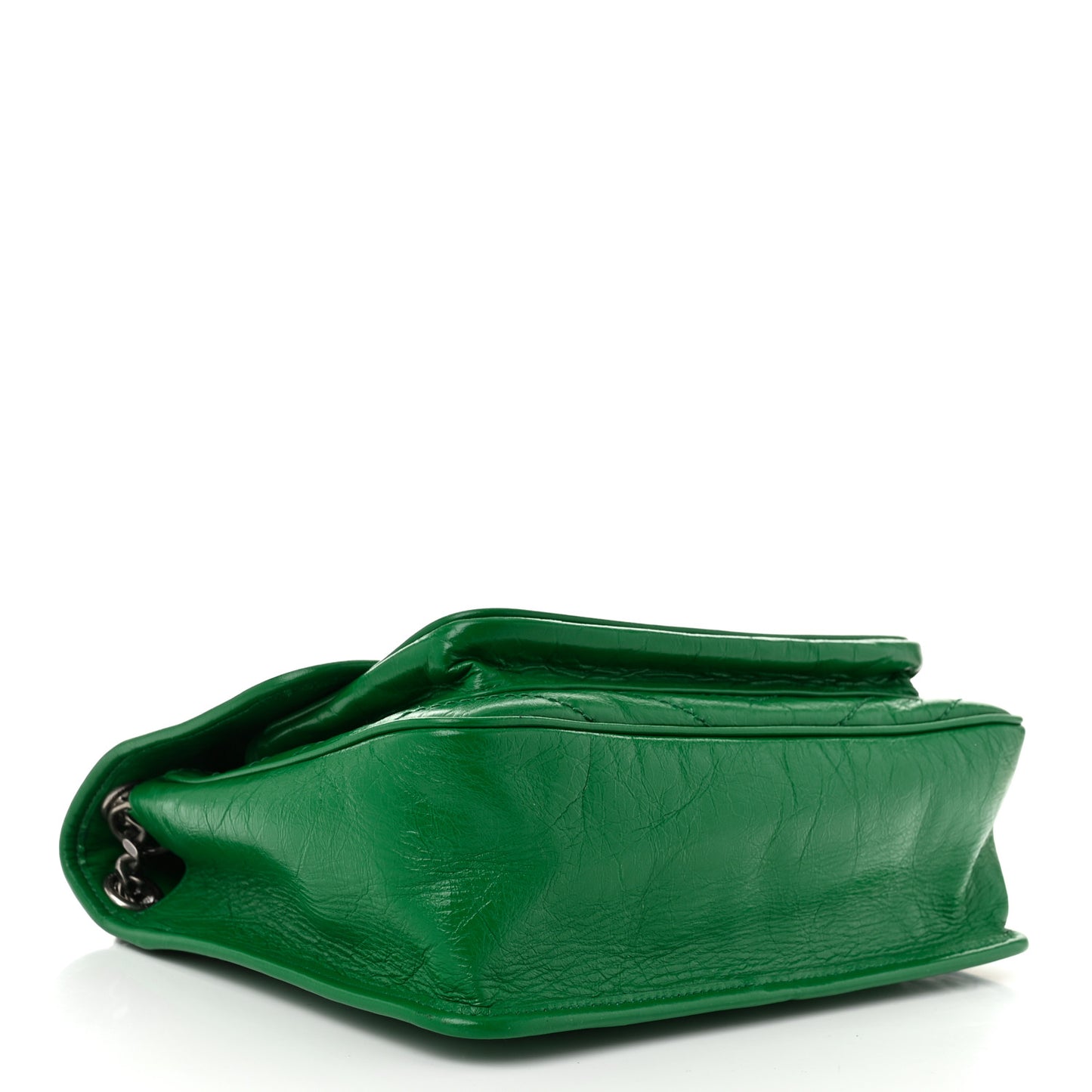 Crinkled Calfskin Matelasse Monogram Medium Niki Chain Satchel New Vert Praire