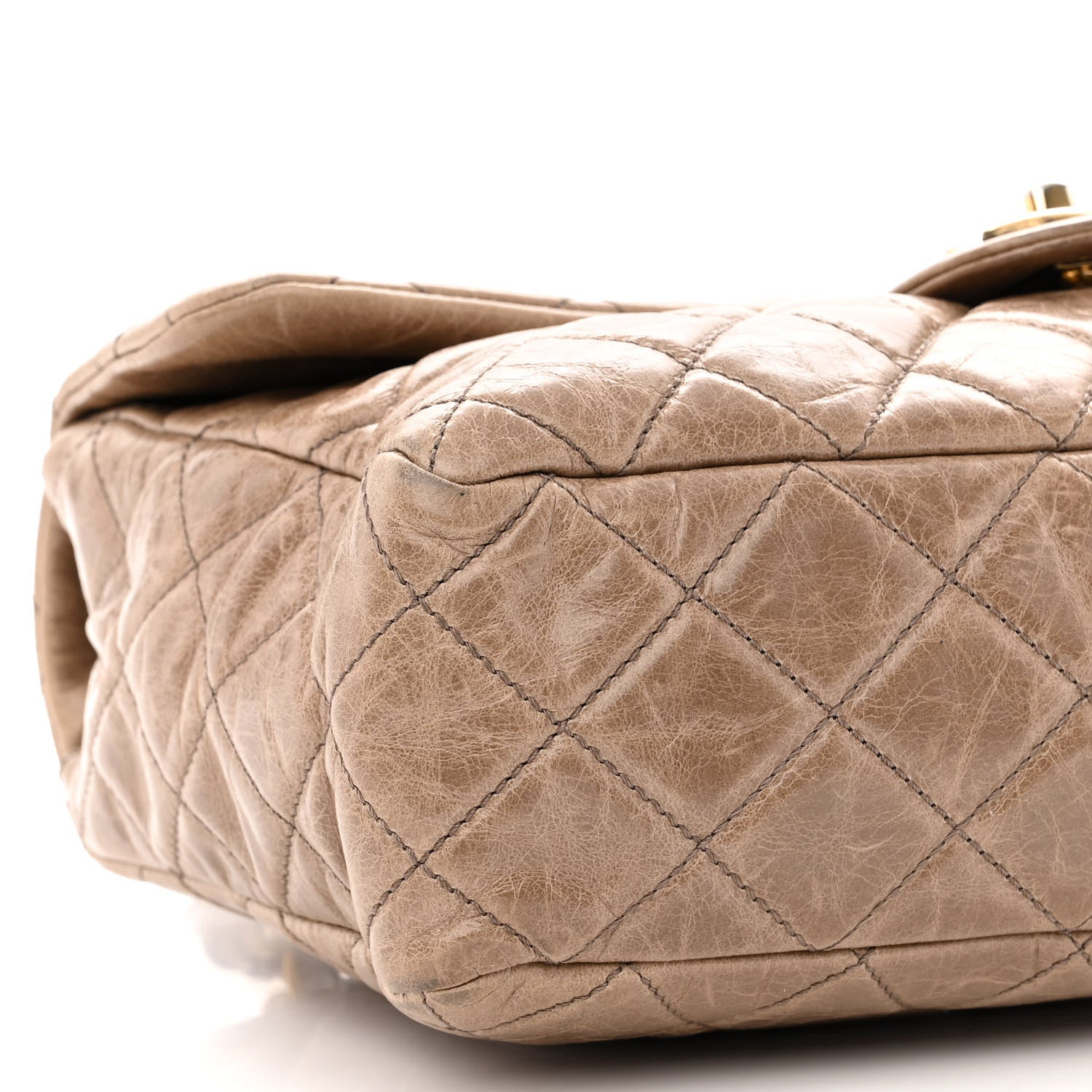 Chanel Glazed Calfskin Castle Rock Medium Flap Dark Beige 9 of 12