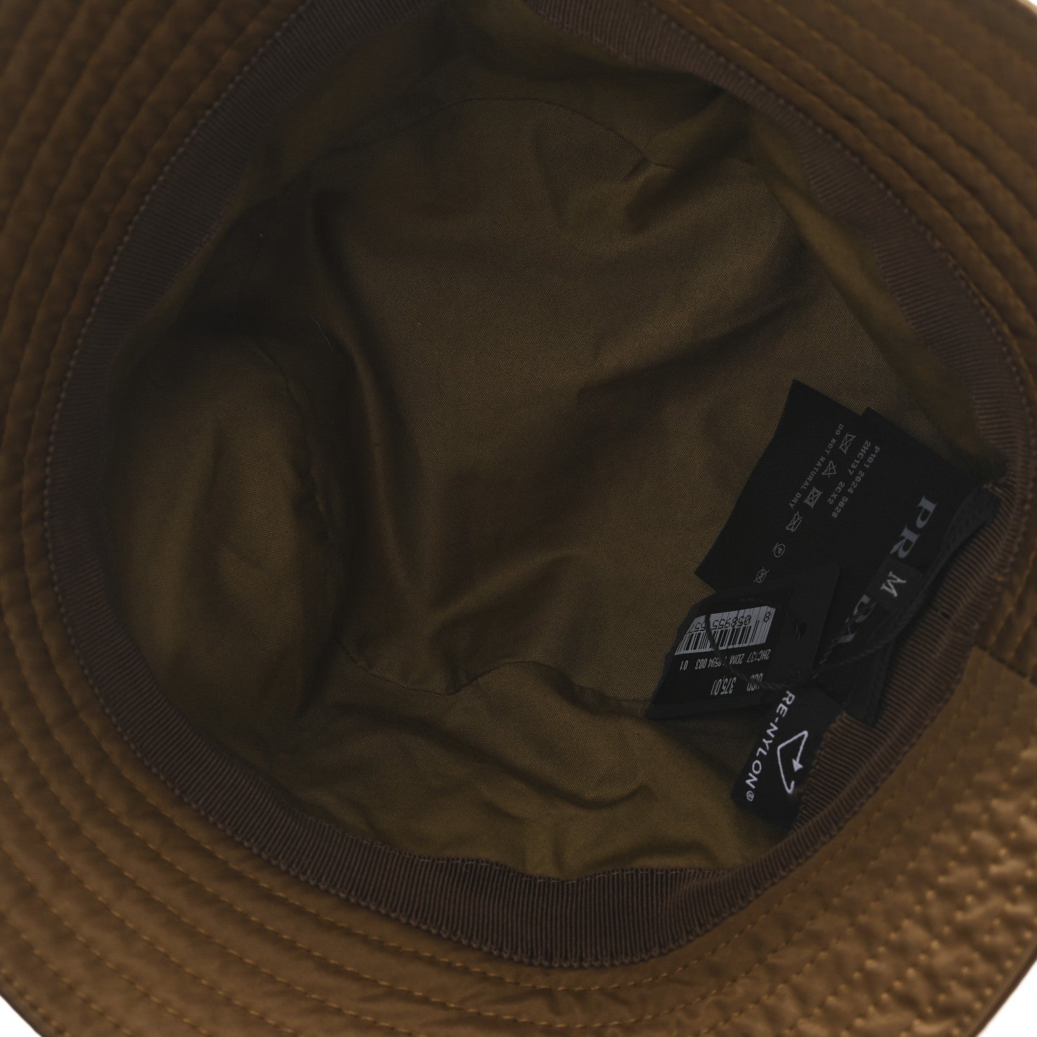 Prada Re-Nylon Metal Triangle Logo Mens Bucket Hat M Sughero 7 of 8