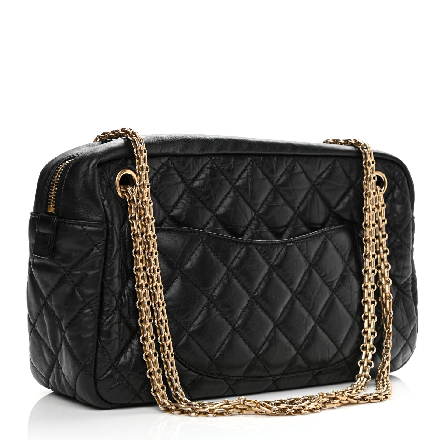 Aged Calfskin Quilted Medium Reissue Camera Case Black