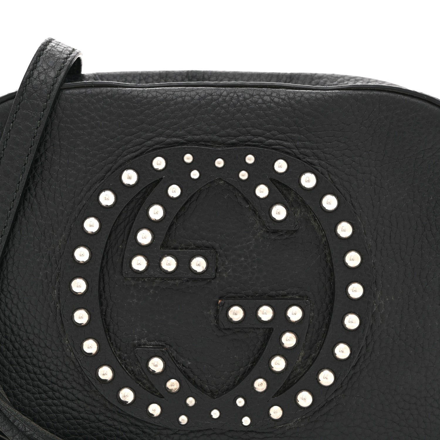 Gucci Pebbled Calfskin Studded Small Soho Disco Bag Black 9 of 11