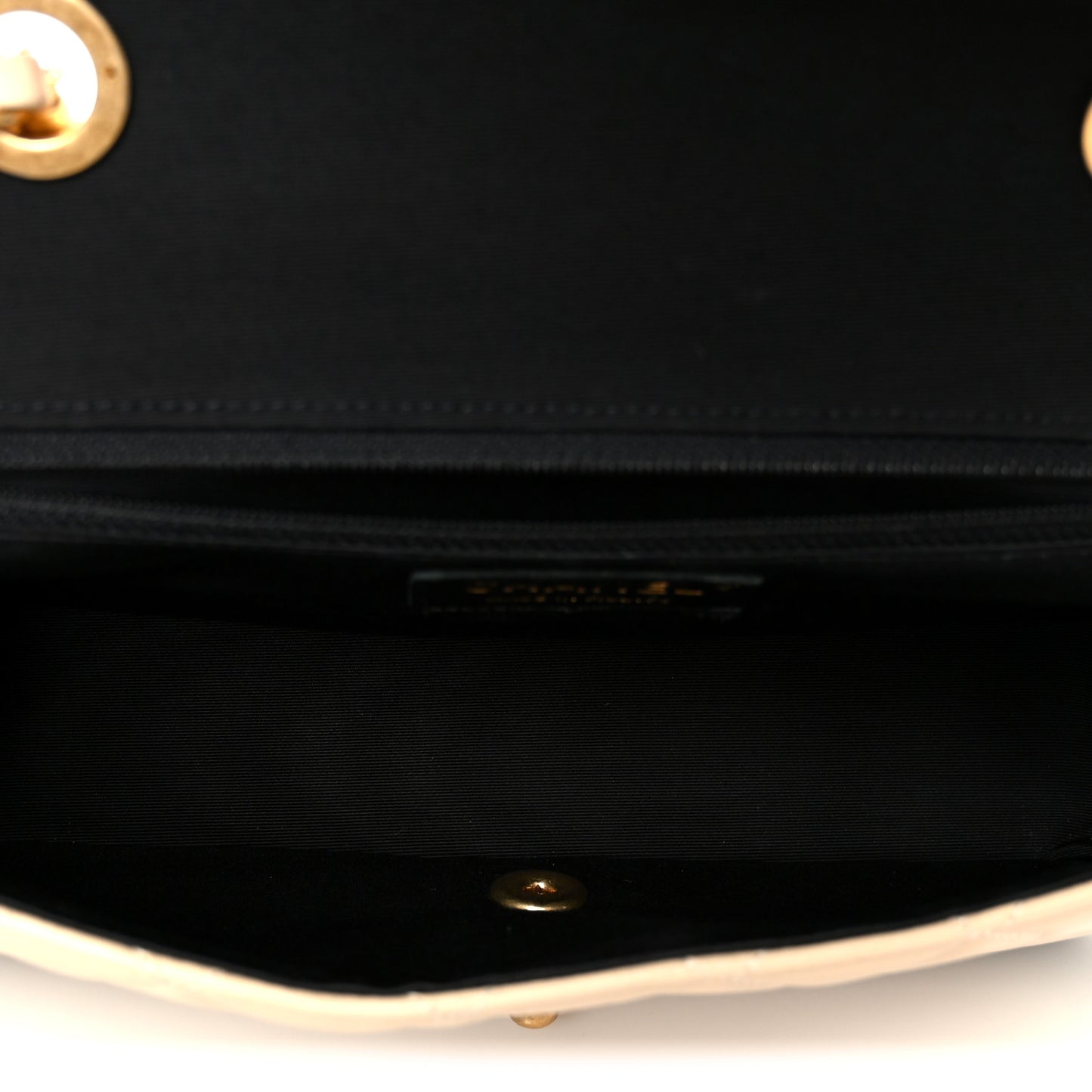 Lambskin Quilted Medium Elegant CC Flap Beige Black