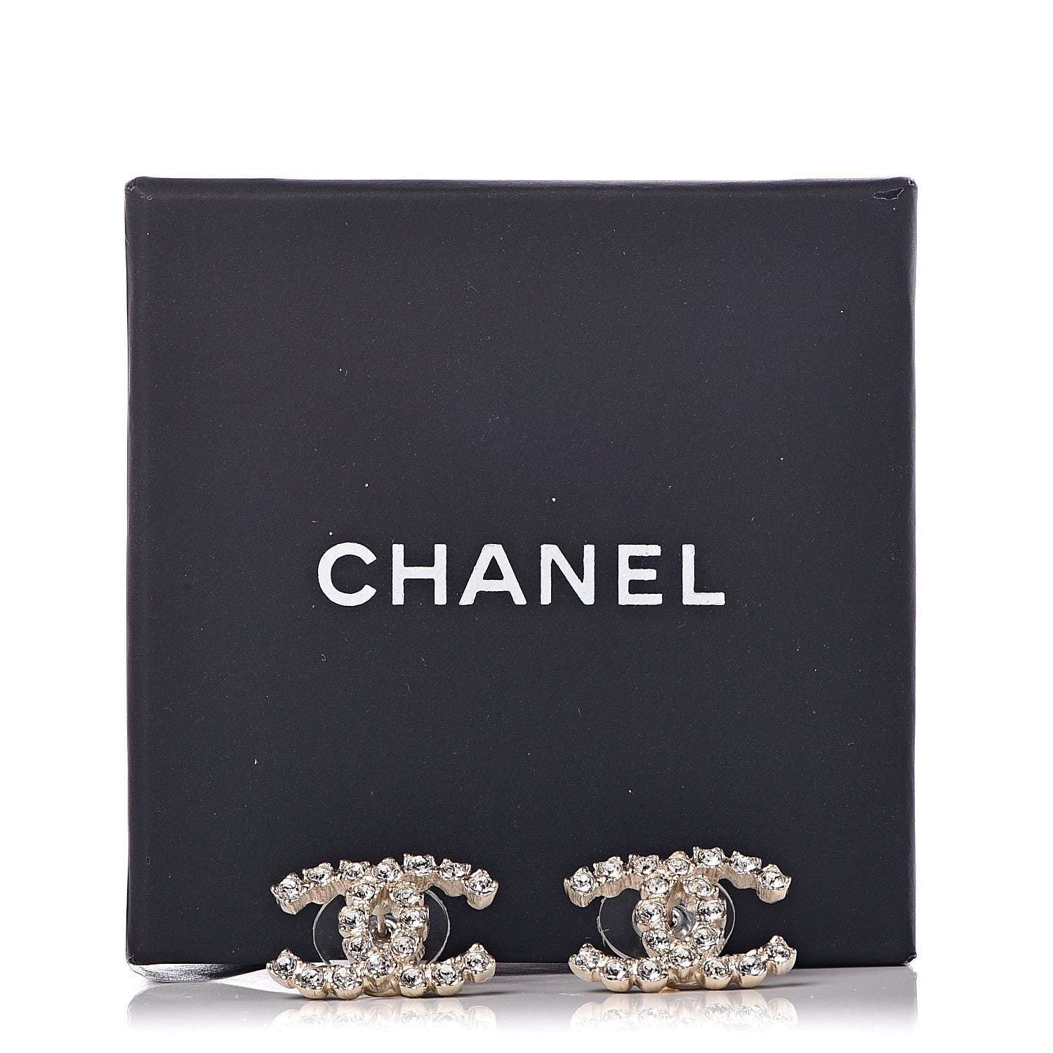 Chanel Crystal CC Earrings Gold 5 of 5