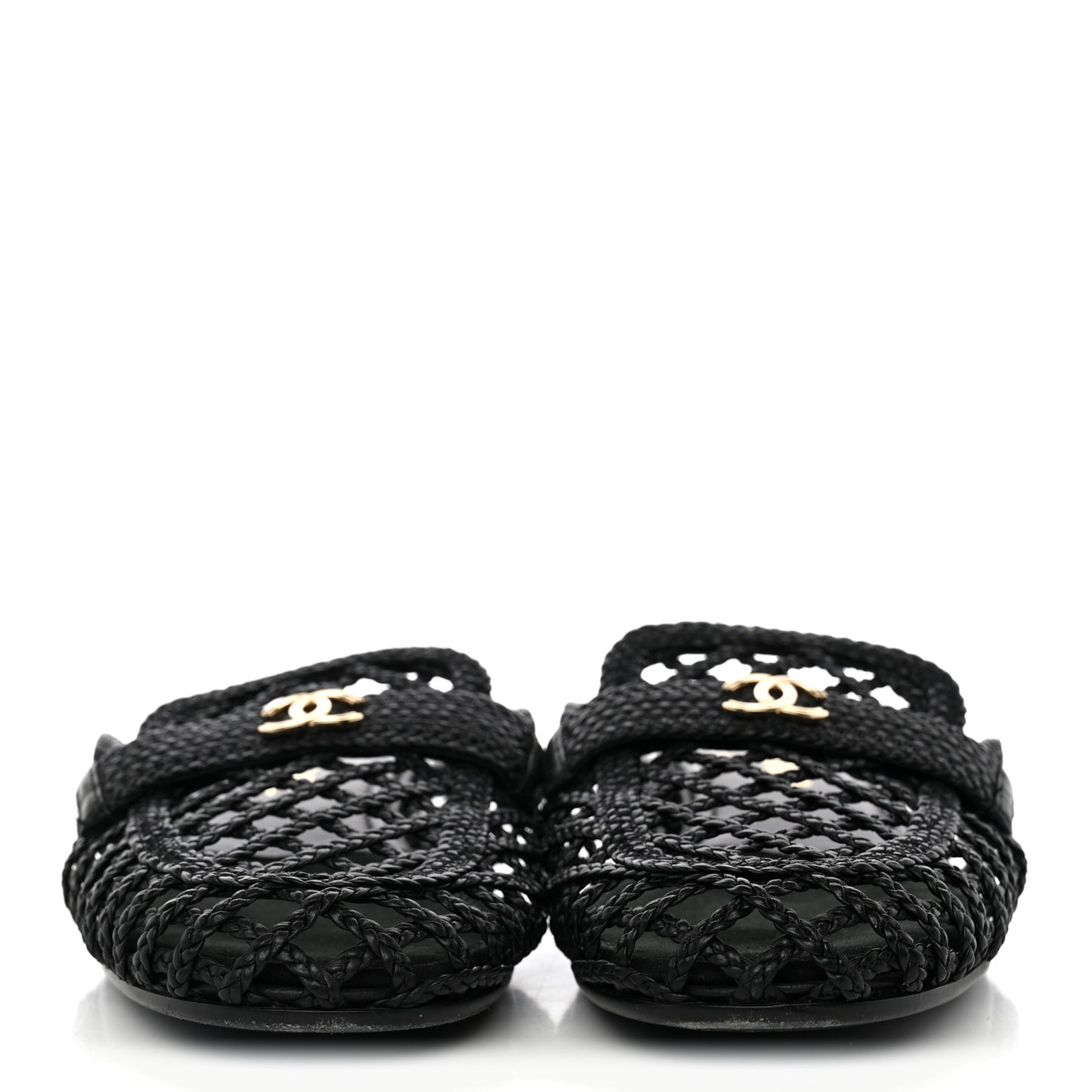 Braided Lambskin Mule Sandals 39 Black