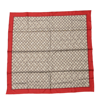 Gucci Silk Twill GG Monogram GG Gold Horsebit Square Scarf Red Gold 1 of 3