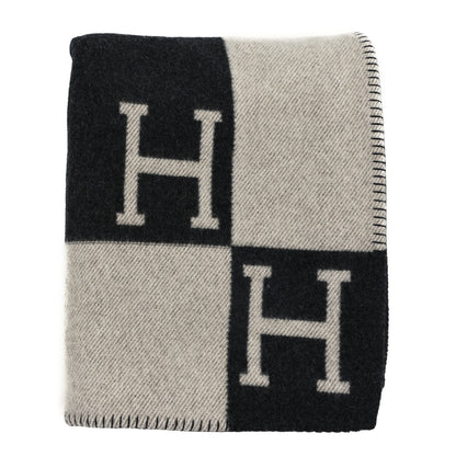 Hermes Wool Cashmere Avalon Blanket Ecru Gris Fonce 1 of 3