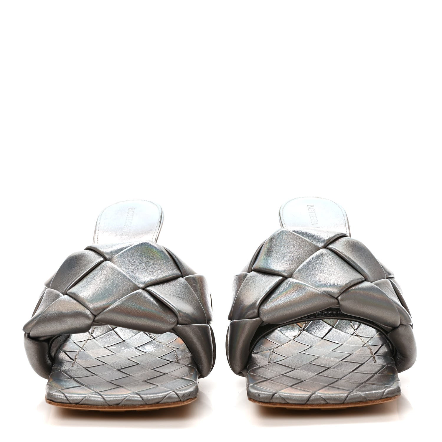 Bottega Veneta Laser Nappa Maxi Intrecciato Lido 90mm Mule Sandals 37 Oyster 2 of 8