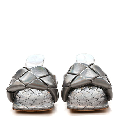 Bottega Veneta Laser Nappa Maxi Intrecciato Lido 90mm Mule Sandals 37 Oyster 2 of 8