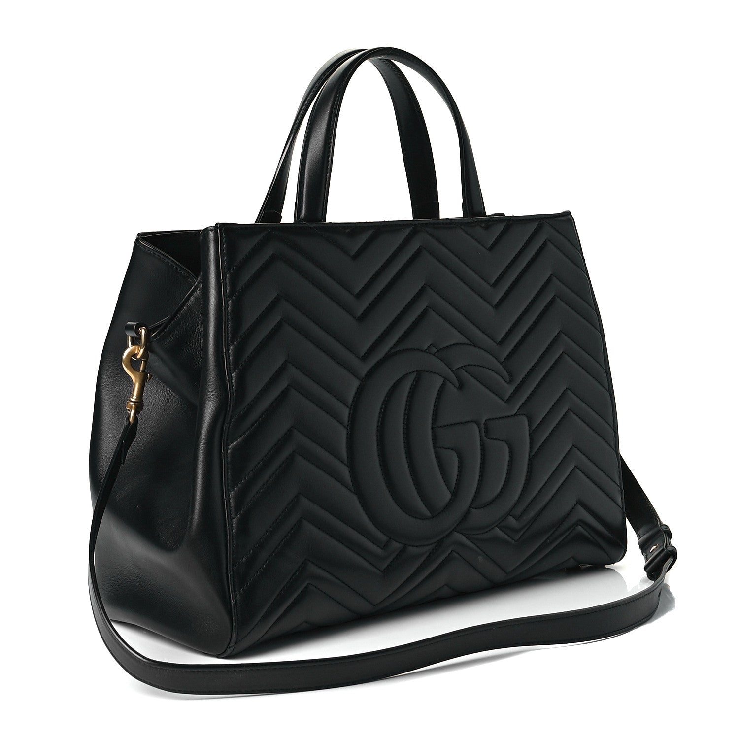 Gucci Calfskin Matelasse Medium GG Marmont Tote Black 3 of 7