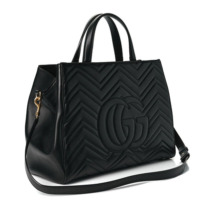Gucci Calfskin Matelasse Medium GG Marmont Tote Black 3 of 7
