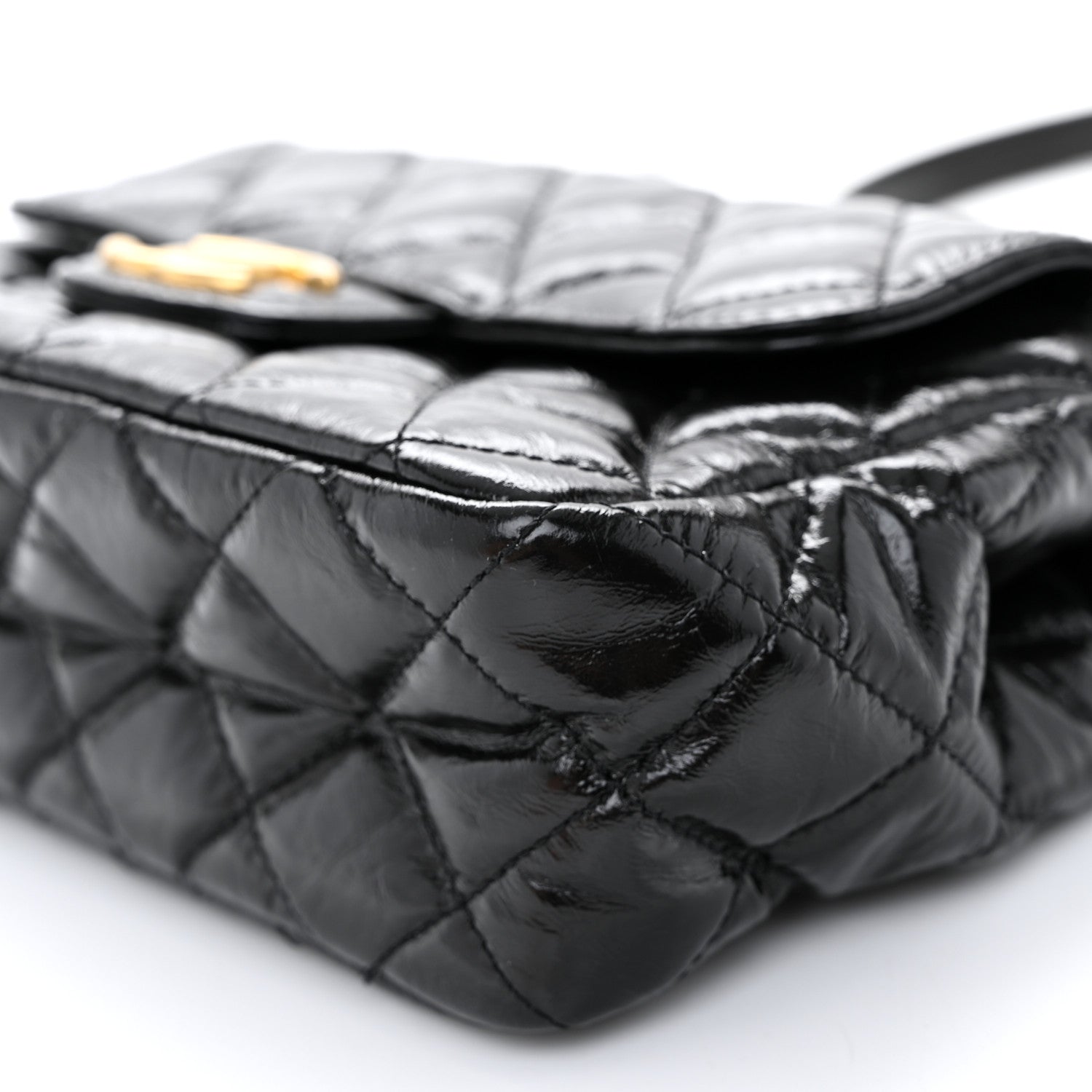 Chanel Shiny Crumpled Calfskin Quilted Wavy CC Hobo Black 10 of 11
