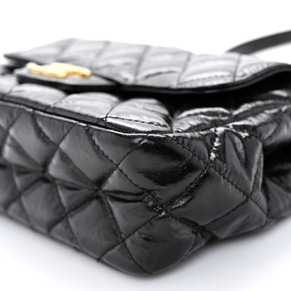 Chanel Shiny Crumpled Calfskin Quilted Wavy CC Hobo Black 10 of 11