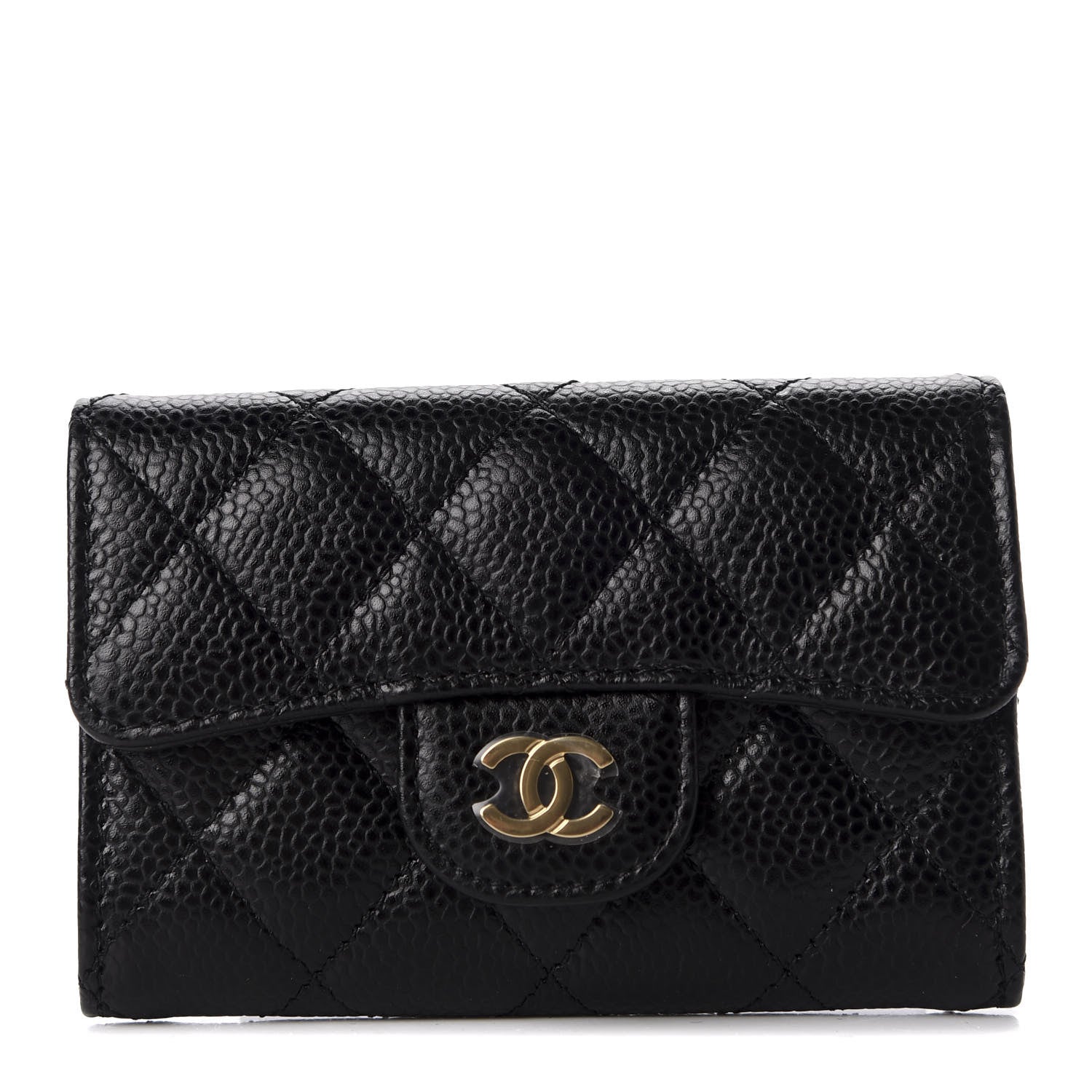 Chanel Caviar Quilted Flap Card Holder Wallet Black 1 of 10