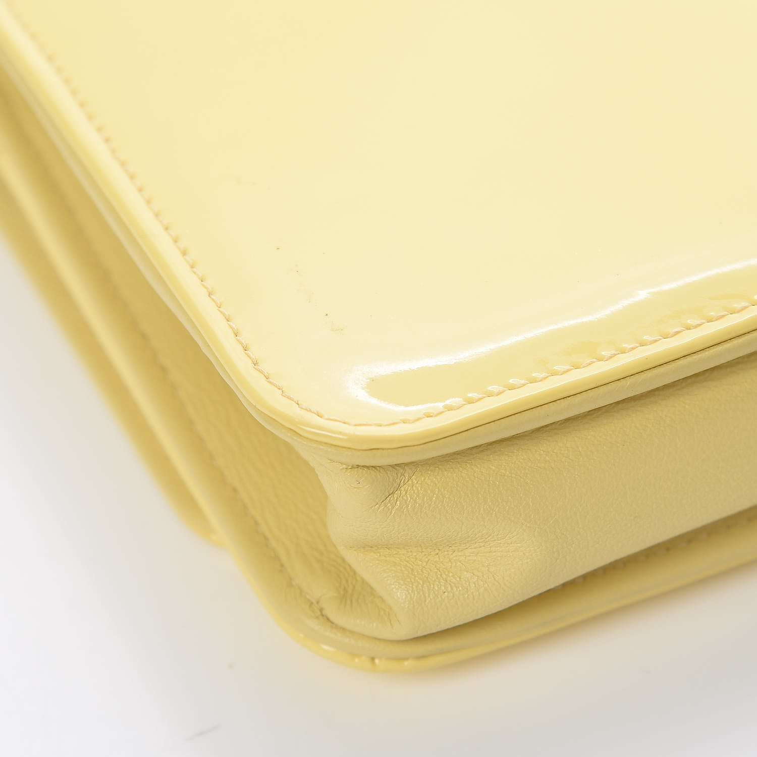 Chanel Patent CC Compact Wallet on Chain WOC Yellow 12 of 16