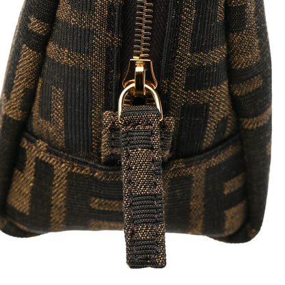 Fendi Fabric Jacquard FF 1974 Small Trapezoid Beauty Pouch Tobacco Moro Black 9 of 9
