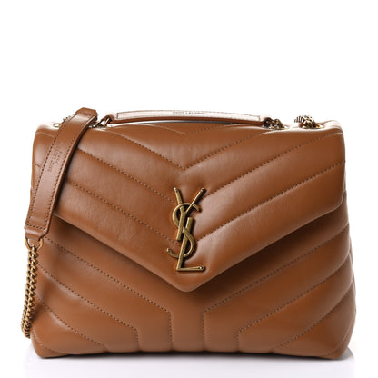 Saint Laurent Calfskin Y Quilted Monogram Small Loulou Chain Satchel Dark Natural 1 of 11
