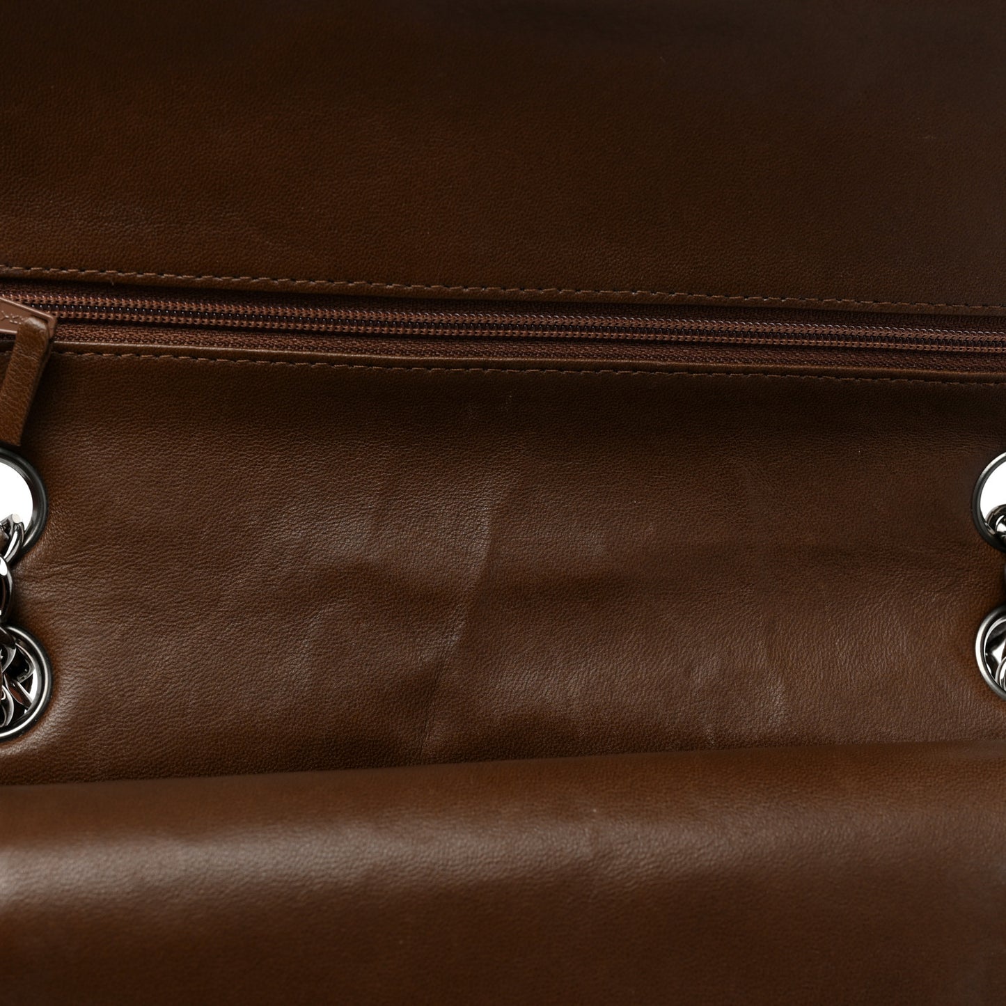 Lambskin Quilted Medium Double Flap Brown