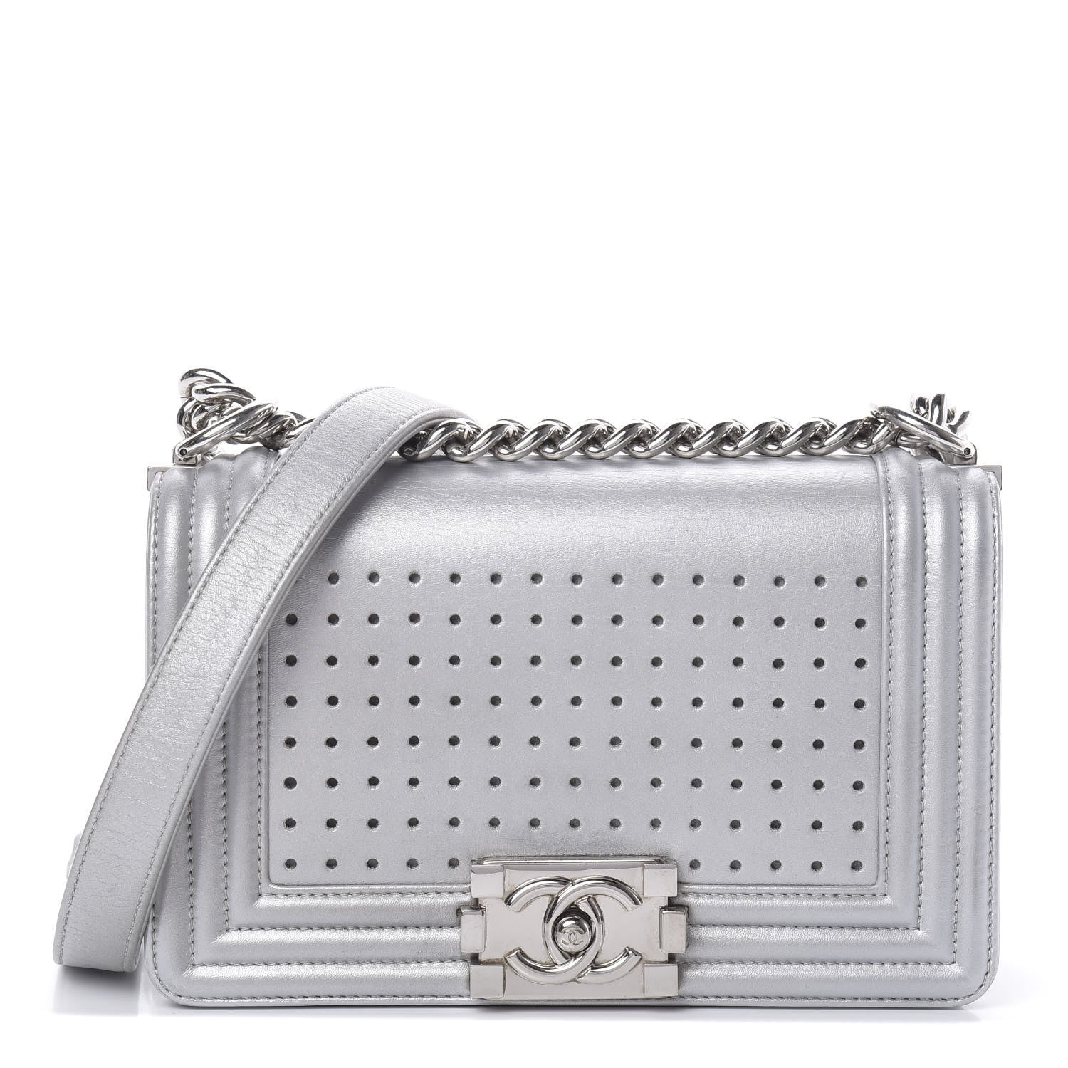 Chanel Metallic Lambskin LED Small Boy Flap Silver 1 of 17