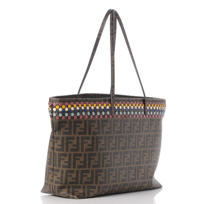 Fendi Zucca Spalmati Embroidered Large Roll Tote Tobacco Multicolor 3 of 9