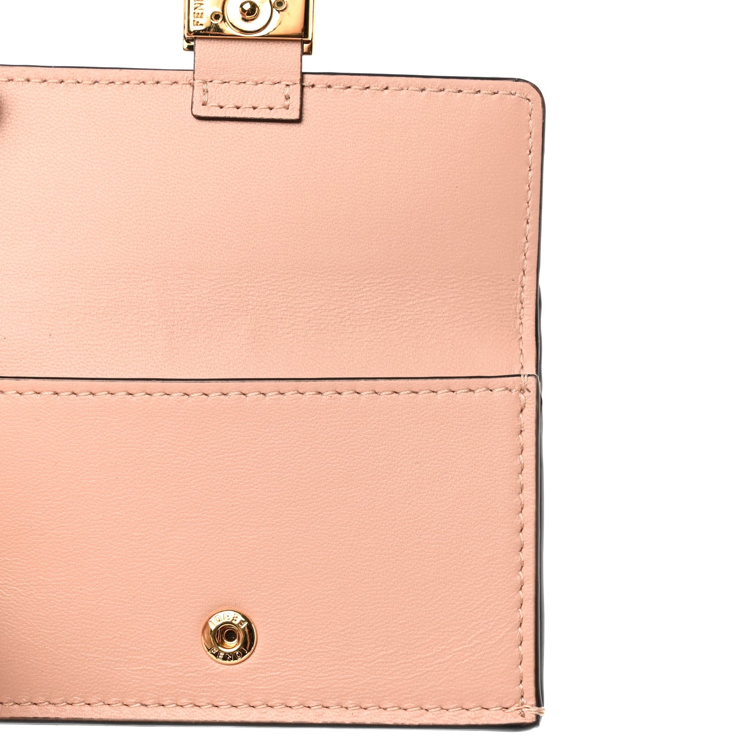 Fendi Nappa Matisse FF Diagonal Embossed Fold Over Card Holder Wallet Baby Pink 5 of 8