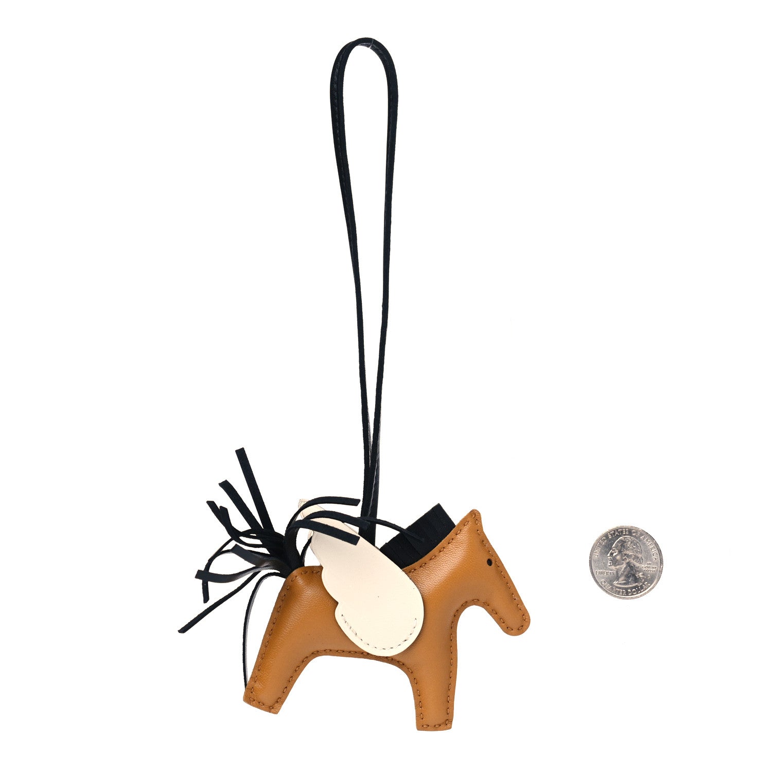 Hermes Milo Lambskin Grigri Rodeo Pegase Horse Bag Charm PM Sesame Black Nata 2 of 4
