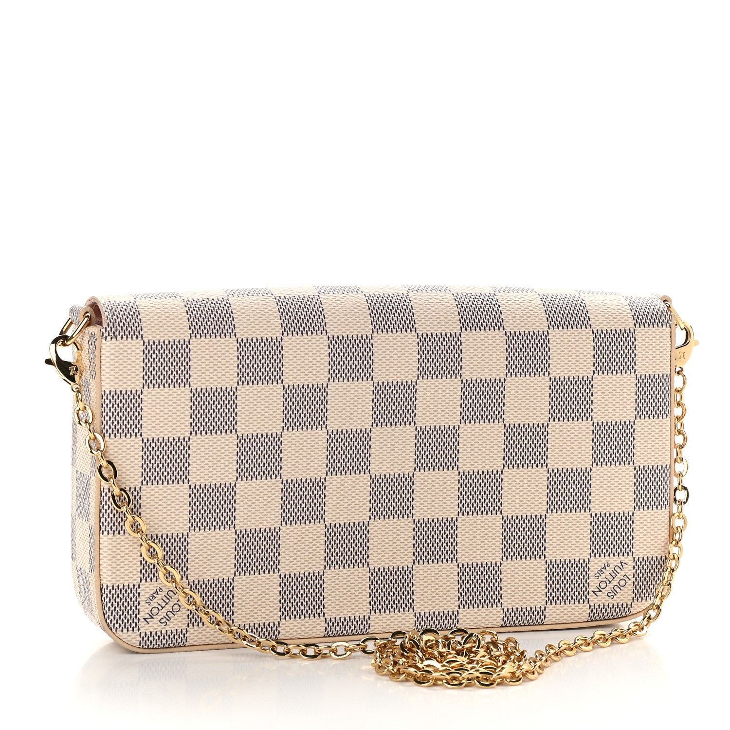 Louis Vuitton Damier Azur Pochette Felicie Chain Wallet Rose Ballerine 3 of 9