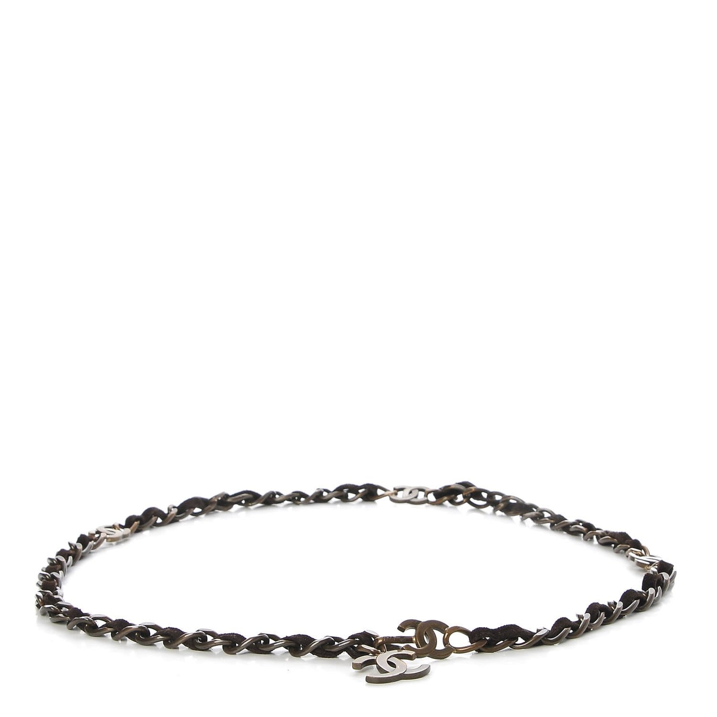 Suede CC Chain Belt Brown
