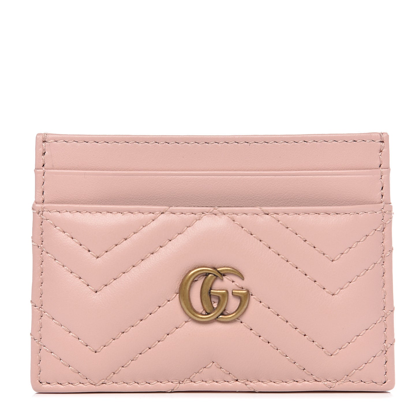 Calfskin Matelasse GG Marmont Card Holder Perfect Pink