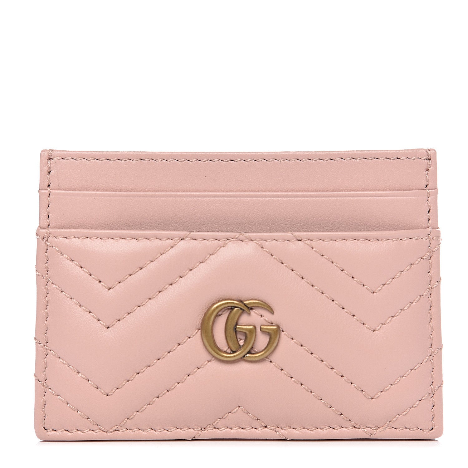 Gucci Calfskin Matelasse GG Marmont Card Holder Perfect Pink 1 of 6