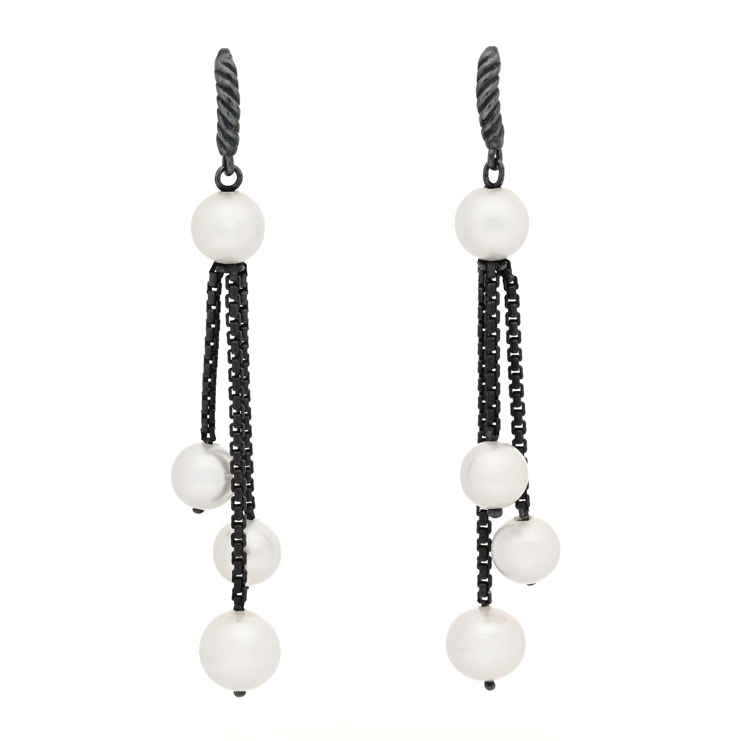 Darkened Sterling Silver Pearl Drop Earrings