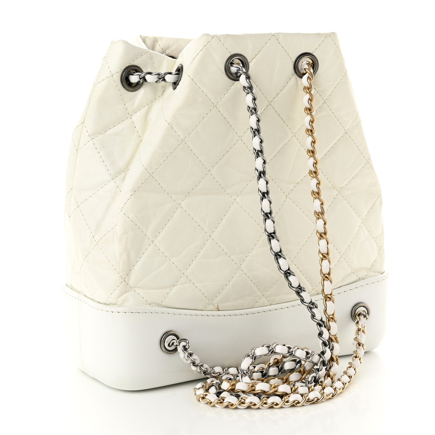 Chanel Aged Calfskin Quilted Small Gabrielle Backpack White 3 of 13