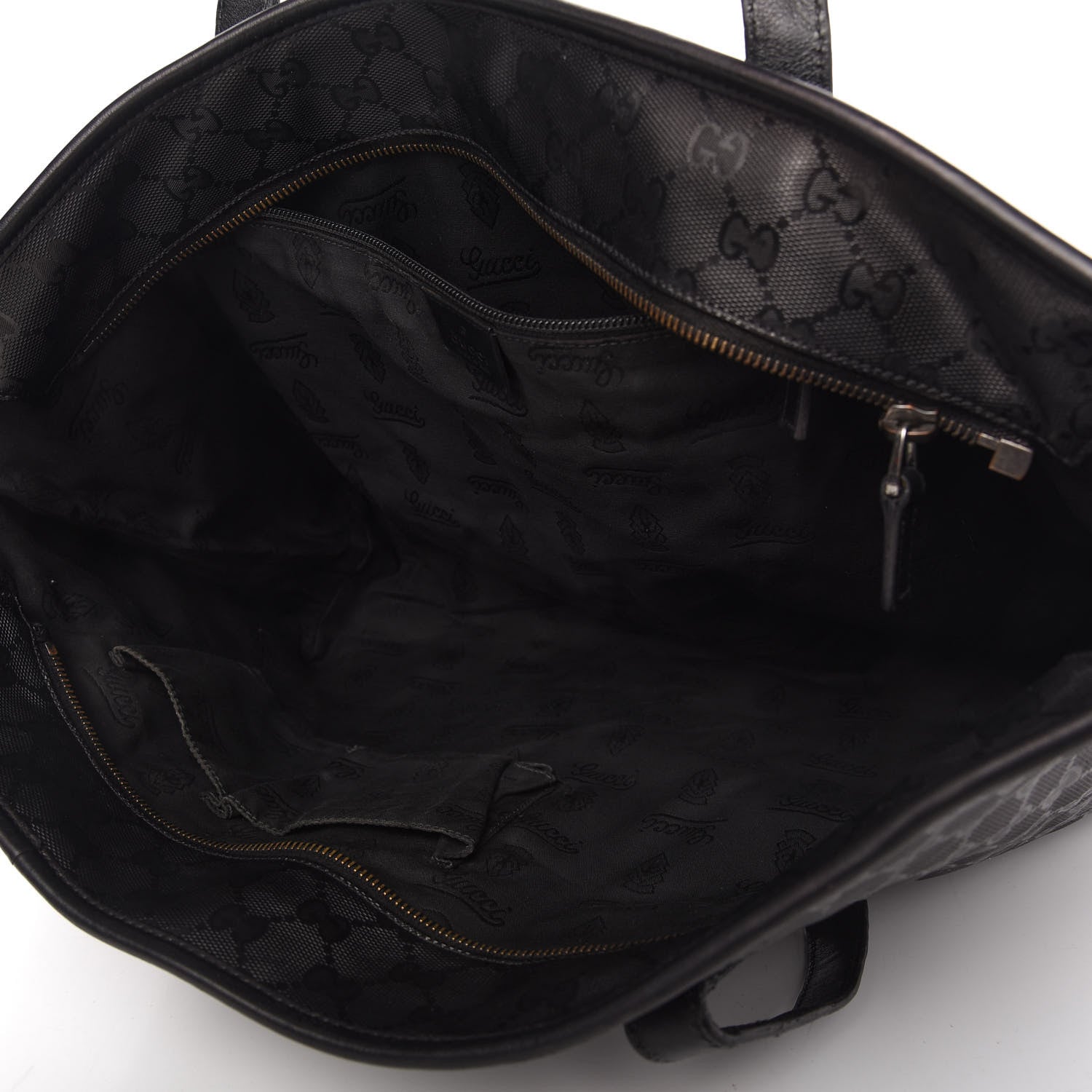 Gucci Imprime Monogram Medium Zippered Shopping Tote Black 5 of 12